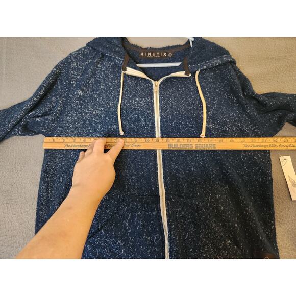 KINETIX Man's Full Zip Up Utility Sweater Jacket NEW Size Large Chunky Knit Blue - Picture 4 of 8